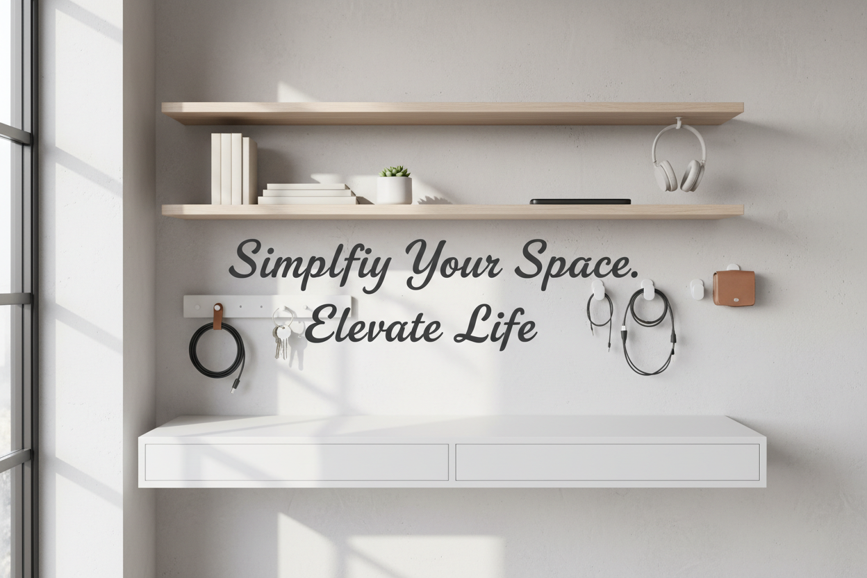 Minimalist workspace with organization accessories